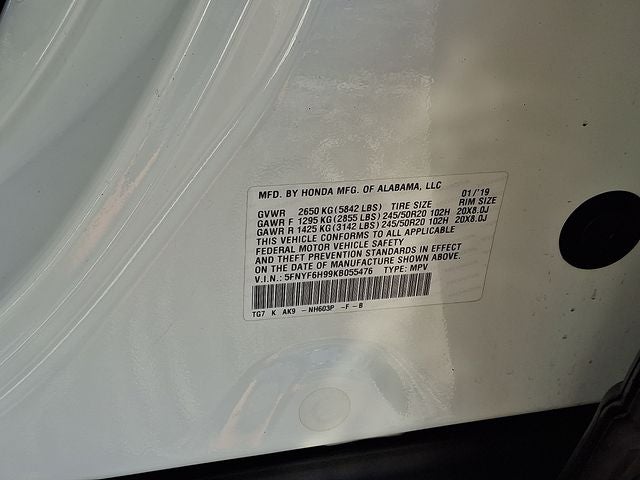 2019 Honda Pilot Touring 8 Passenger