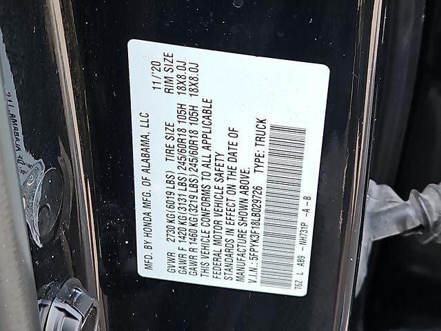 2020 Honda Ridgeline Sport